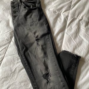 KanCan mid-rise black distressed skinny jeans, 26